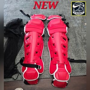 [Size 20] NEW! Nike Vapor Pro Baseball Catchers Leg Guards Size 20” ☆ RED/ WHITE